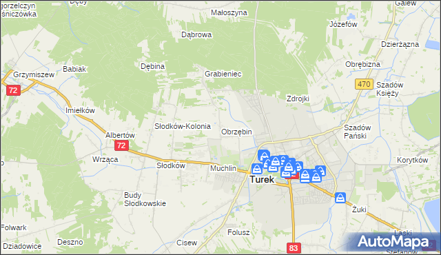 mapa Obrzębin, Obrzębin na mapie Targeo