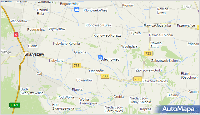 mapa Odechowiec, Odechowiec na mapie Targeo