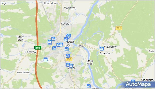 mapa Odra gmina Nowa Sól, Odra gmina Nowa Sól na mapie Targeo
