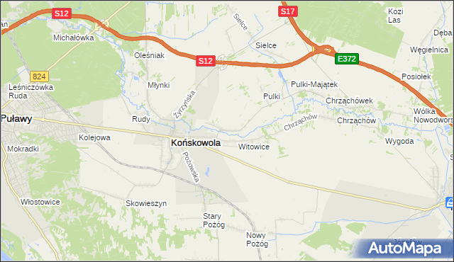 mapa Opoka gmina Końskowola, Opoka gmina Końskowola na mapie Targeo