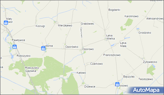 mapa Oporowo gmina Krzemieniewo, Oporowo gmina Krzemieniewo na mapie Targeo