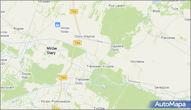 mapa Osiny-Mokra Niwa, Osiny-Mokra Niwa na mapie Targeo