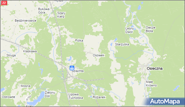 mapa Osówek gmina Osieczna, Osówek gmina Osieczna na mapie Targeo