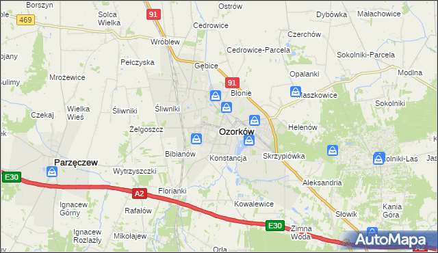 mapa Ozorków, Ozorków na mapie Targeo