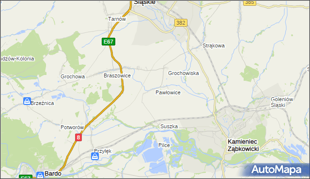 mapa Pawłowice gmina Ząbkowice Śląskie, Pawłowice gmina Ząbkowice Śląskie na mapie Targeo