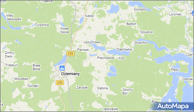mapa Piechowice gmina Dziemiany, Piechowice gmina Dziemiany na mapie Targeo
