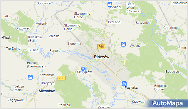 mapa Pińczów, Pińczów na mapie Targeo