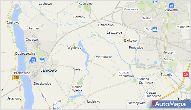 mapa Piotrkowice gmina Inowrocław, Piotrkowice gmina Inowrocław na mapie Targeo