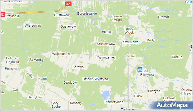 mapa Piskorzeniec, Piskorzeniec na mapie Targeo