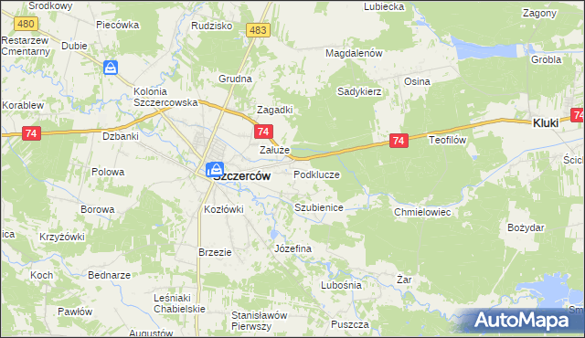 mapa Podklucze, Podklucze na mapie Targeo