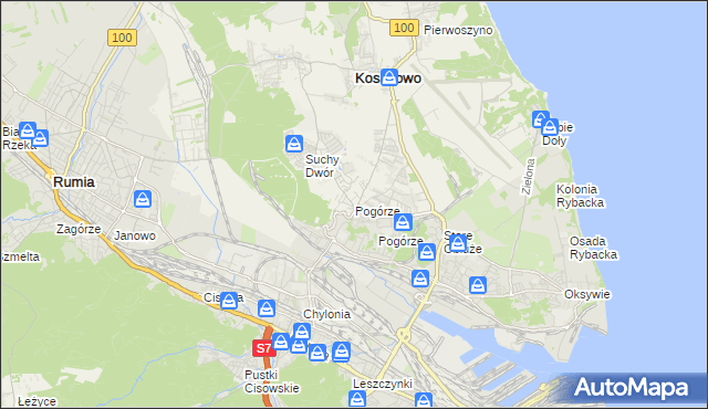 mapa Pogórze gmina Kosakowo, Pogórze gmina Kosakowo na mapie Targeo