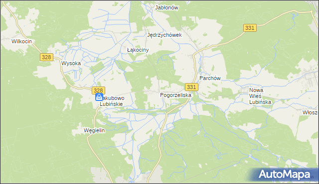 mapa Pogorzeliska, Pogorzeliska na mapie Targeo