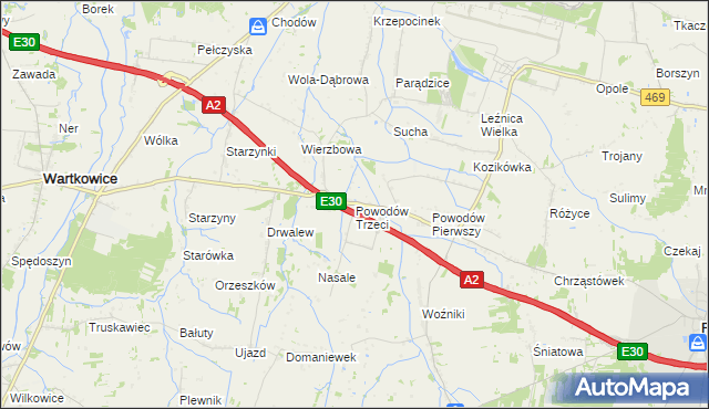 mapa Powodów Trzeci, Powodów Trzeci na mapie Targeo