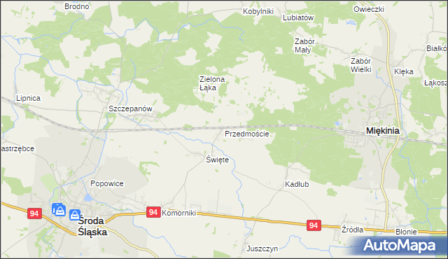 mapa Przedmoście gmina Środa Śląska, Przedmoście gmina Środa Śląska na mapie Targeo