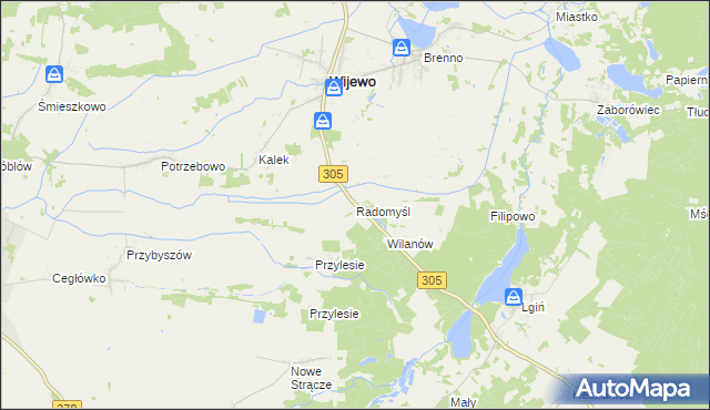 mapa Radomyśl gmina Wijewo, Radomyśl gmina Wijewo na mapie Targeo