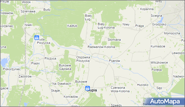 mapa Radwanów gmina Słupia Konecka, Radwanów gmina Słupia Konecka na mapie Targeo