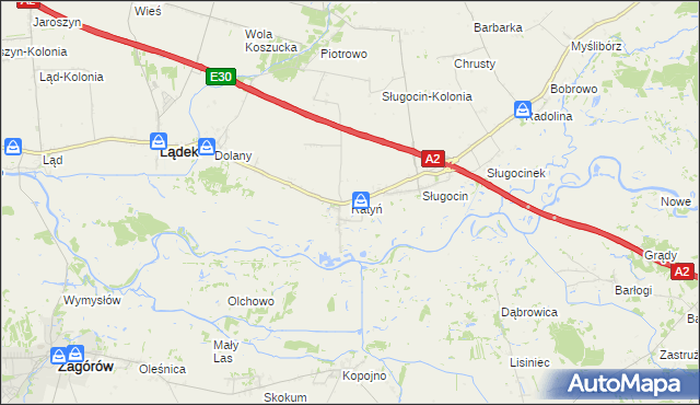 mapa Ratyń gmina Lądek, Ratyń gmina Lądek na mapie Targeo