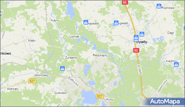 mapa Redykajny, Redykajny na mapie Targeo