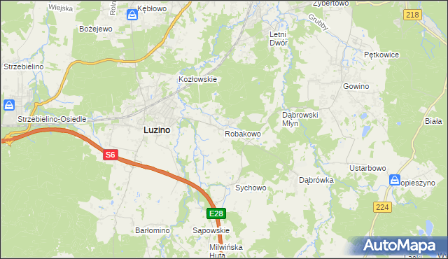 mapa Robakowo gmina Luzino, Robakowo gmina Luzino na mapie Targeo