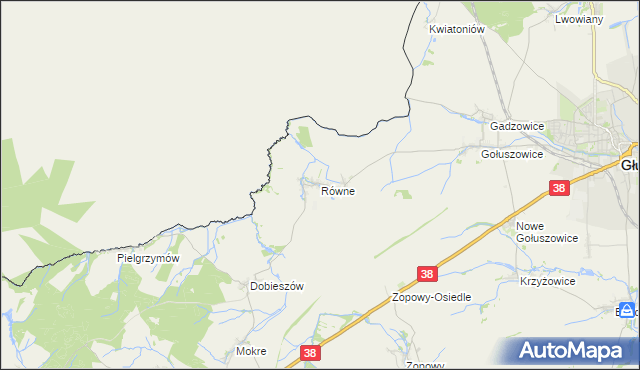 mapa Równe gmina Głubczyce, Równe gmina Głubczyce na mapie Targeo