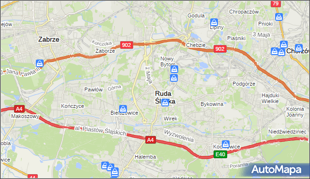 mapa Rudy Śląskiej, Ruda Śląska na mapie Targeo