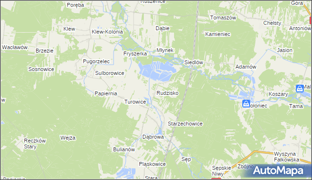 mapa Rudzisko gmina Fałków, Rudzisko gmina Fałków na mapie Targeo