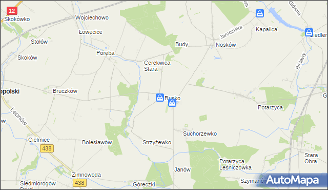 mapa Rusko gmina Jaraczewo, Rusko gmina Jaraczewo na mapie Targeo