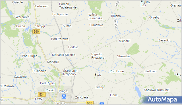 mapa Rypałki Prywatne, Rypałki Prywatne na mapie Targeo