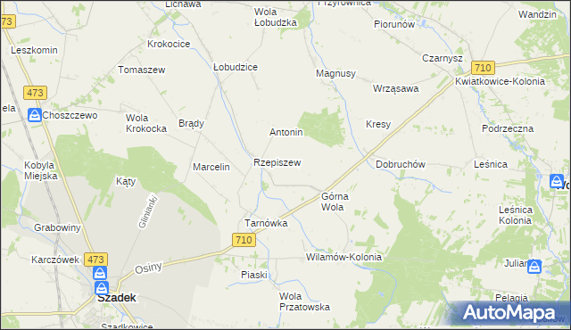 mapa Rzepiszew-Resztówka, Rzepiszew-Resztówka na mapie Targeo