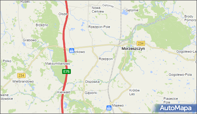 mapa Rzeżęcin, Rzeżęcin na mapie Targeo