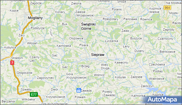 mapa Siepraw, Siepraw na mapie Targeo