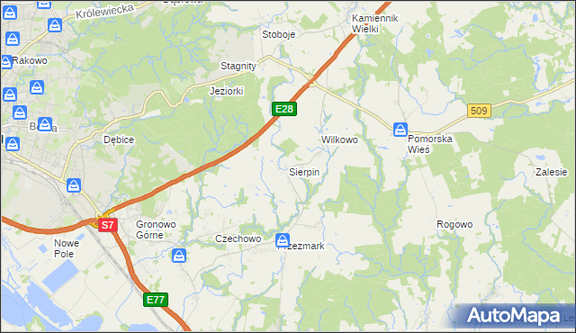 mapa Sierpin, Sierpin na mapie Targeo