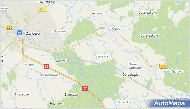 mapa Sińczyca, Sińczyca na mapie Targeo