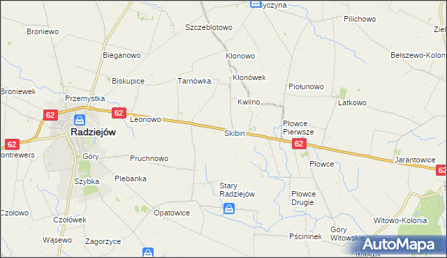 mapa Skibin gmina Radziejów, Skibin gmina Radziejów na mapie Targeo