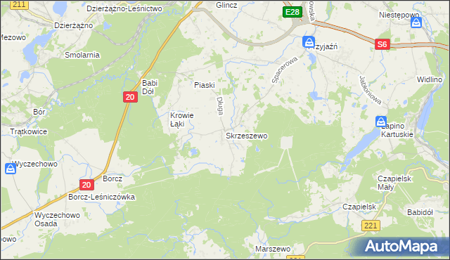 mapa Skrzeszewo gmina Żukowo, Skrzeszewo gmina Żukowo na mapie Targeo