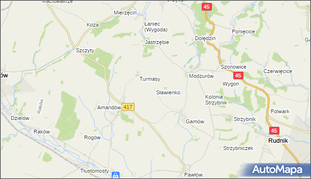 mapa Sławienko gmina Rudnik, Sławienko gmina Rudnik na mapie Targeo