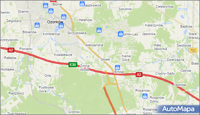 mapa Słowik gmina Zgierz, Słowik gmina Zgierz na mapie Targeo