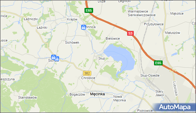 mapa Słup gmina Męcinka, Słup gmina Męcinka na mapie Targeo