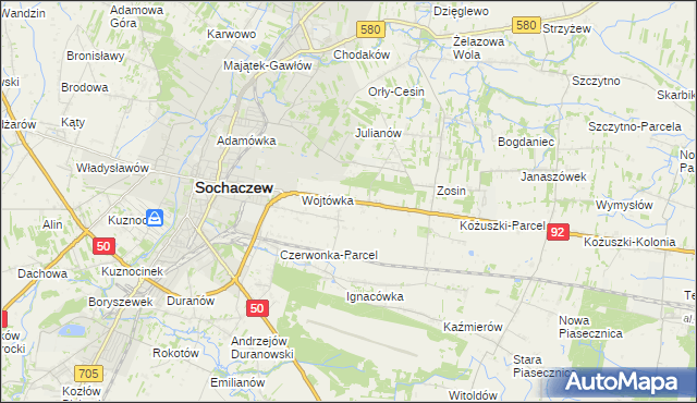 mapa Sochaczew-Wieś, Sochaczew-Wieś na mapie Targeo