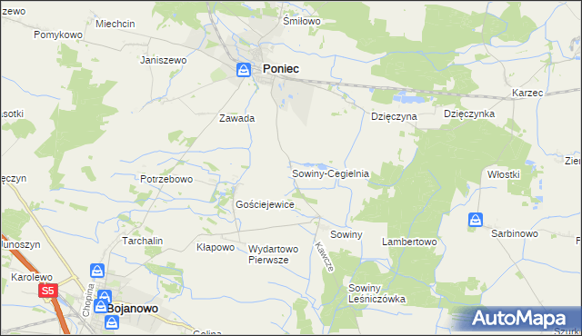 mapa Sowiny-Cegielnia, Sowiny-Cegielnia na mapie Targeo