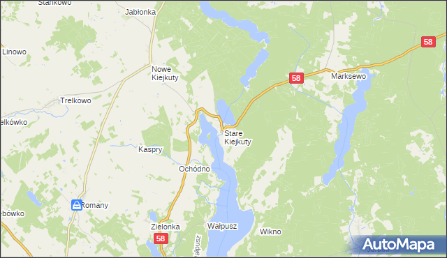 mapa Stare Kiejkuty, Stare Kiejkuty na mapie Targeo