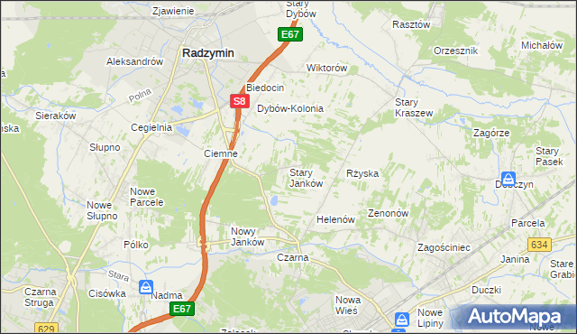 mapa Stary Janków, Stary Janków na mapie Targeo