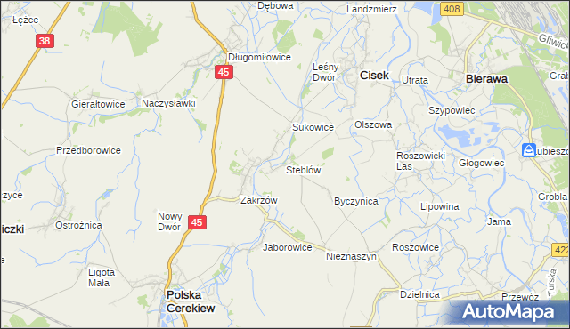 mapa Steblów gmina Cisek, Steblów gmina Cisek na mapie Targeo