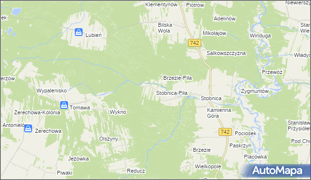 mapa Stobnica-Piła, Stobnica-Piła na mapie Targeo