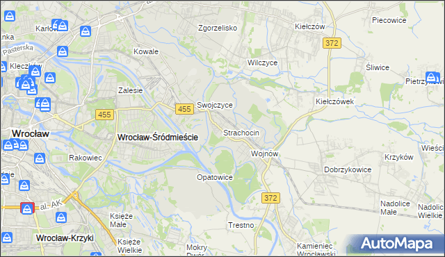 mapa Strachocin gmina Wrocław, Strachocin gmina Wrocław na mapie Targeo