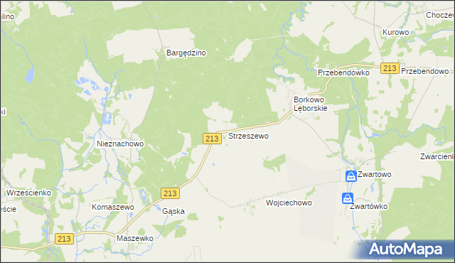 mapa Strzeszewo gmina Wicko, Strzeszewo gmina Wicko na mapie Targeo