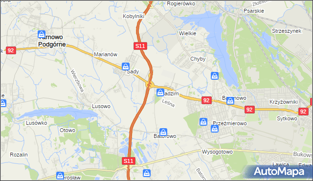 mapa Swadzim gmina Tarnowo Podgórne, Swadzim gmina Tarnowo Podgórne na mapie Targeo