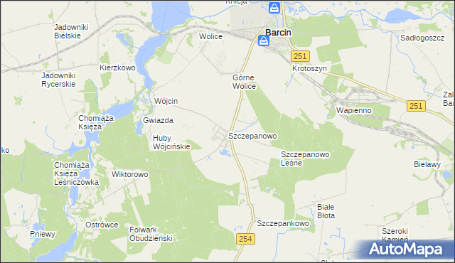 mapa Szczepanowo, Szczepanowo na mapie Targeo