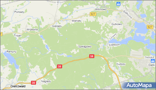 mapa Szelągowo, Szelągowo na mapie Targeo