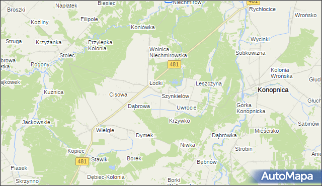 mapa Szynkielów, Szynkielów na mapie Targeo